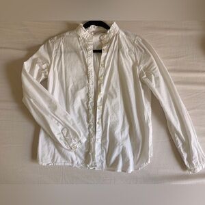 LOFT Ivory Ruffle Collar Blouse